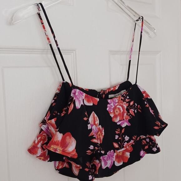 Tularosa Cullen Crop Top S Black Pink Floral NWT - Picture 5 of 8